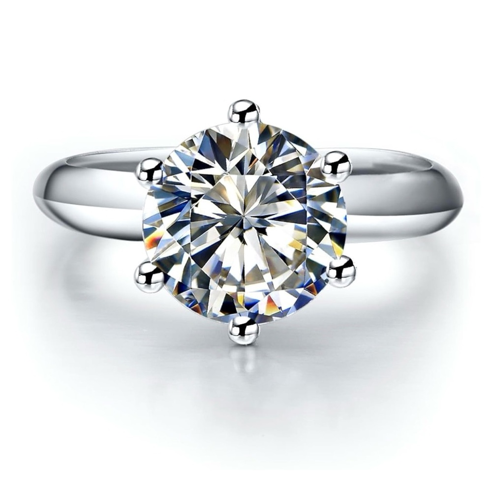 2CT NSCD Engagement Solitaire Round Ring. SS/WG plated